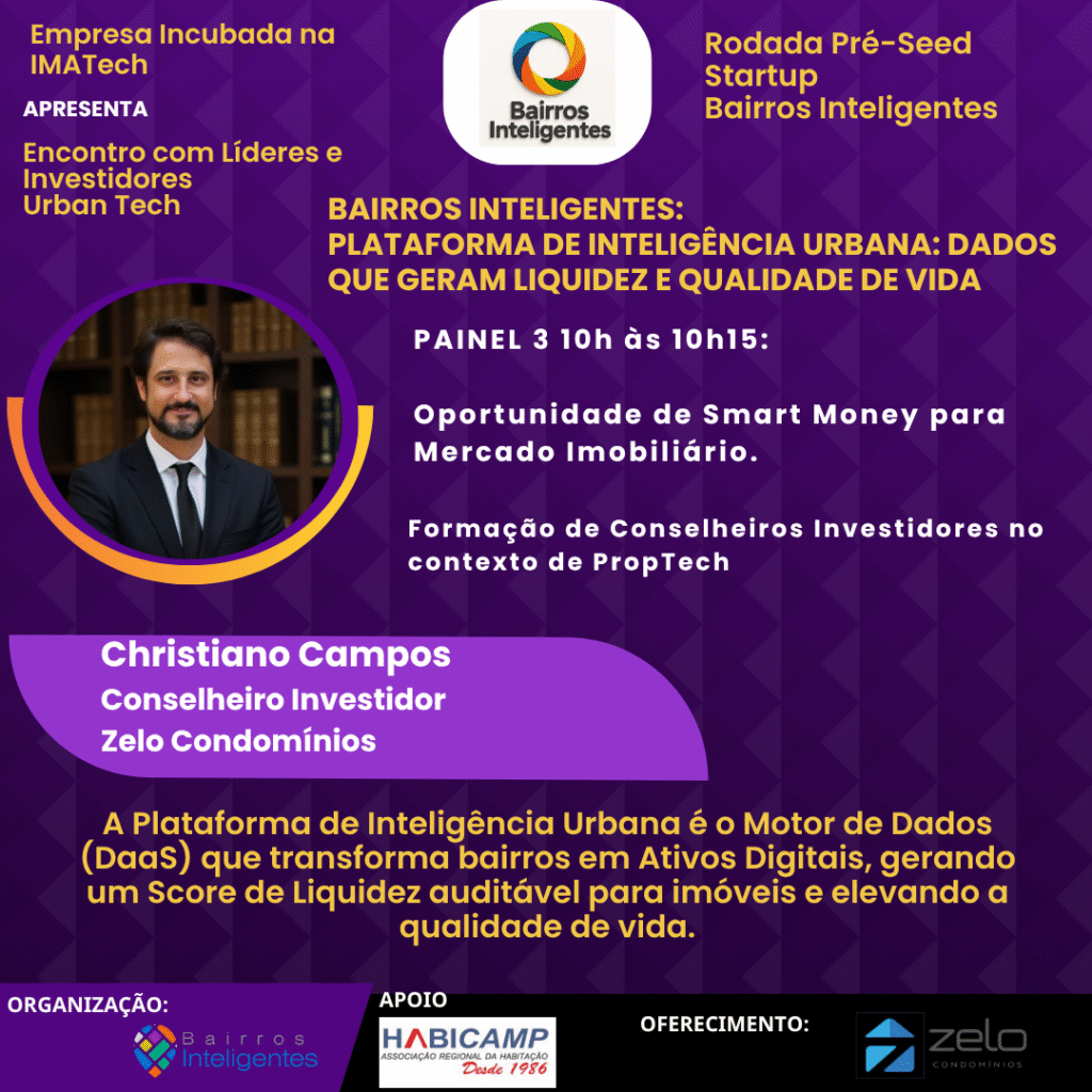 A Plataforma de Inteligência Urbana é o Motor de Dados (DaaS) que transforma bairros em Ativos Digitais, gerando um Score de Liquidez auditável para imóveis e elevando a qualidade de vida.