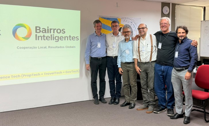 Daniel Lyra (CAIO), Wilbert Dows (CTO), Alcino Santos (CGO), Welton Curi, arquiteto urbanista, Josué de Menezes (CEO) e Christiano Santos (CGO)